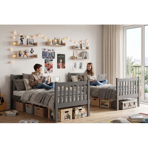 Gulta KUBUS 90x190, grafīts/balts Gulta KUBUS 90x190, grafīts/balts